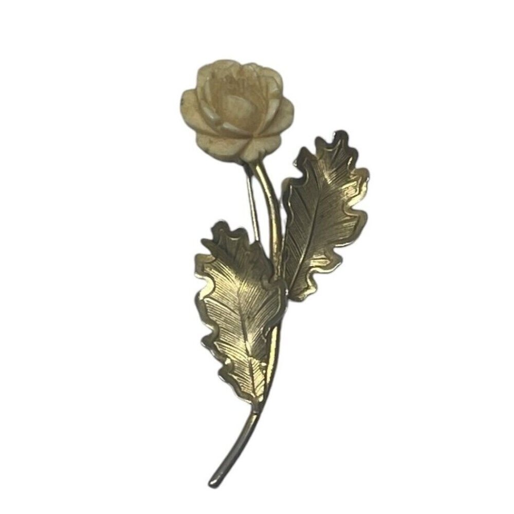 Vintage Dixelle 12kt Gold Filled Carved Rose Brooch